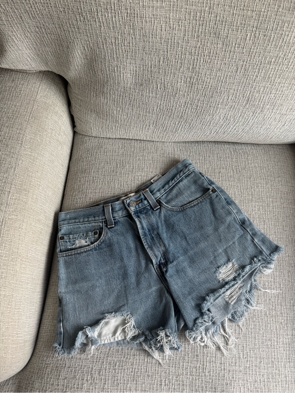 Levi's Light Blue Distressed Denim Cutoff Shorts